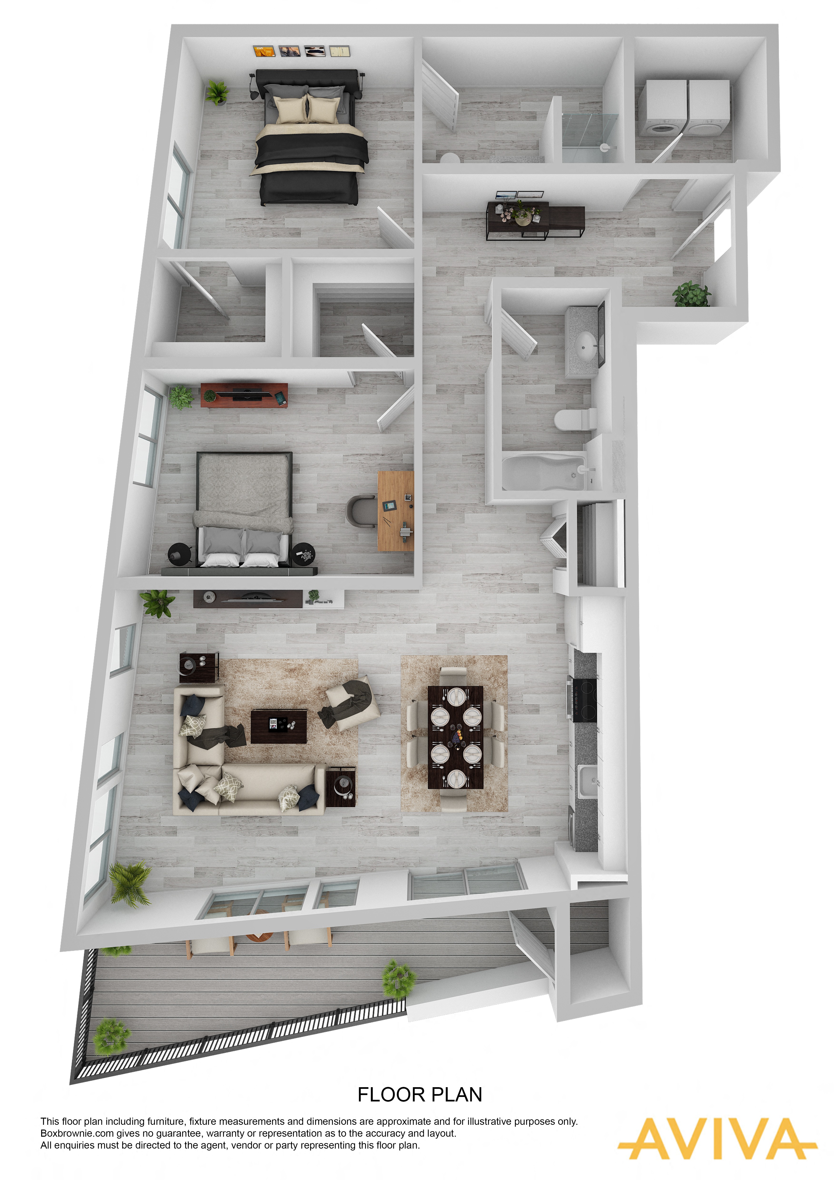 Floor plan for 2 beds, 2 baths, 1121 sqft